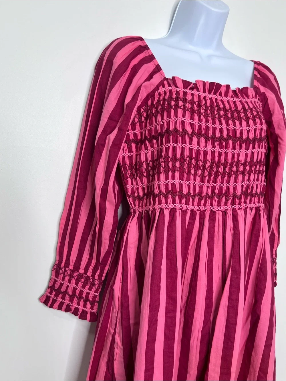 Pink City Prints Burgundy Stripe Florence Dress - Picture 4 of 6